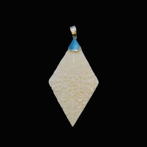 NWT Bali Goddess Carved Bone Pendant in Sterling Silver